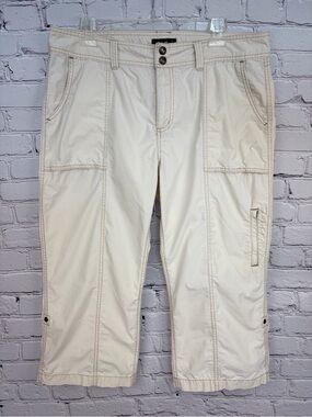 Eddie Bauer Roll-Up Lightweight Capri Pants Off White Sz 14